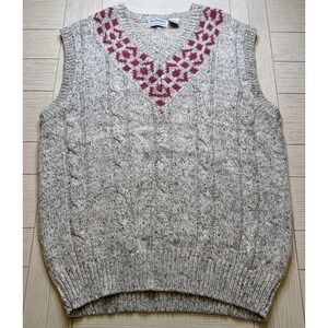 Brian MacNeil VTG Wool Cable Knit Sweater Vest Fair Isle Patterned V Neck 2X/T